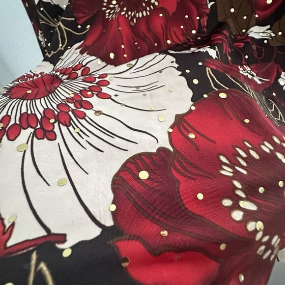 Maggie Barnes Womens Top OX Dark Floral 3/4 Sleeve Metallic Whimsigoth‎ Fairy - Picture 2 of 11